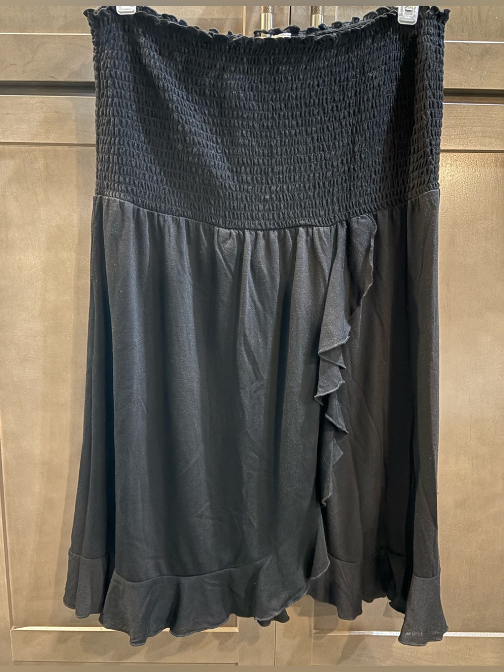 Unbranded Black Strapless Smocked Coverup Dress, XL